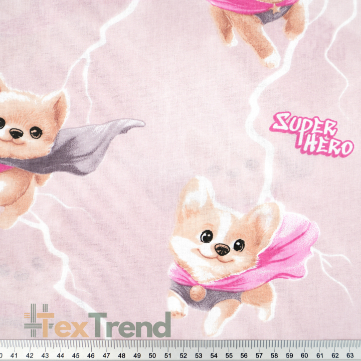 100% Baumwolle super Hunde auf rosa Hintergrund