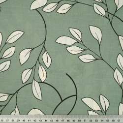 100% Baumwolle Ecru-Zweige auf salbeigrünem Hintergrund - 220 cm