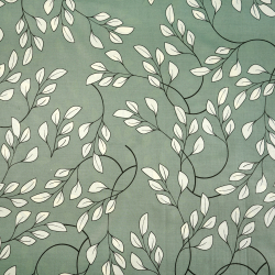 100% Baumwolle Ecru-Zweige auf salbeigrünem Hintergrund - 220 cm