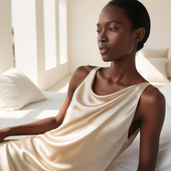 Armani Satin Stoff / Kunstseide - dunkelbeige 18