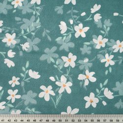 100% Baumwolle mit weißen Blumen auf marineblauem Hintergrund - 220 cm