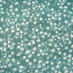 100% Baumwolle mit weißen Blumen auf marineblauem Hintergrund - 220 cm