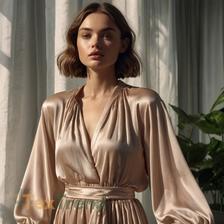 Kleidungsstoff Satin mit Lycra - hellgold 23