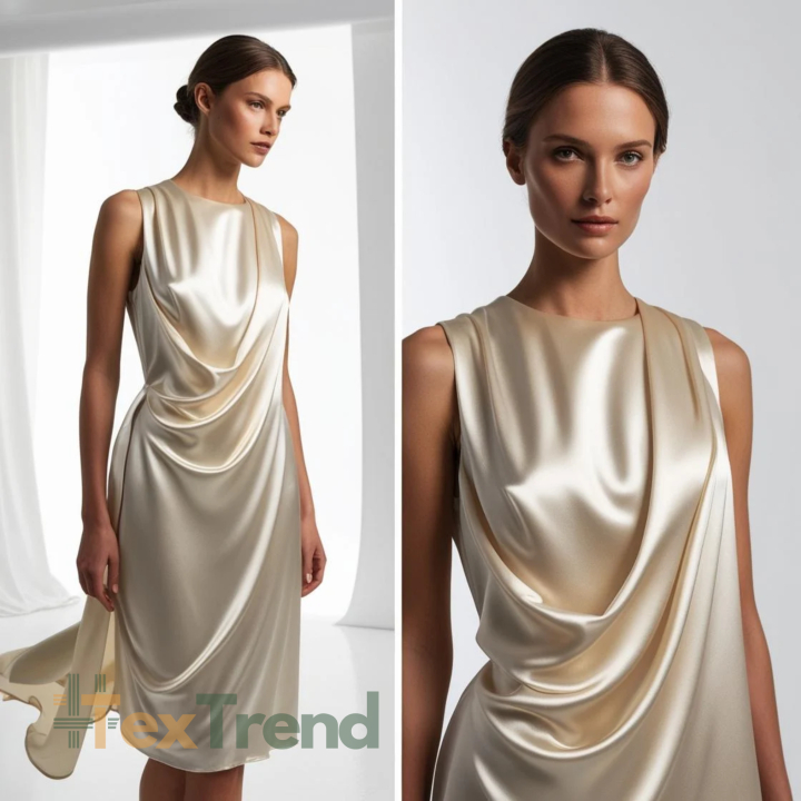 Kleidungsstoff Satin mit Lycra - hellgold 23