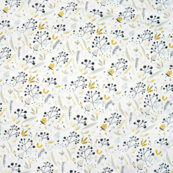 Doppel-Gaze bedruckt mit pastellfarbenen Sträuchern und Eberesche