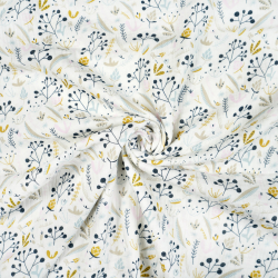 Doppel-Gaze bedruckt mit pastellfarbenen Sträuchern und Eberesche