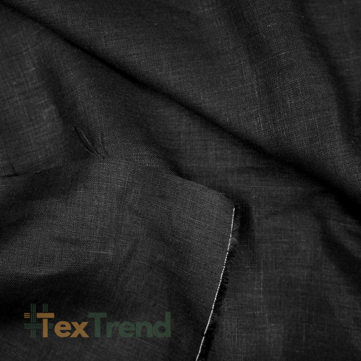 100% Leinen Bekleidungsstoff schwarz (Black) sanforisiert und weich - 185g - (13)