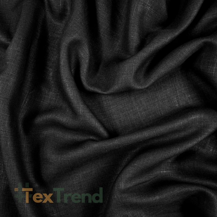 100% Leinen Bekleidungsstoff schwarz (Black) sanforisiert und weich - 185g - (13)