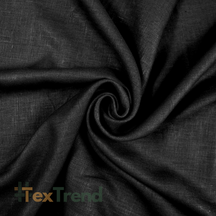 100% Leinen Bekleidungsstoff schwarz (Black) sanforisiert und weich - 185g - (13)
