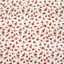 Doppel-Gaze bedruckt mit roten Blumen