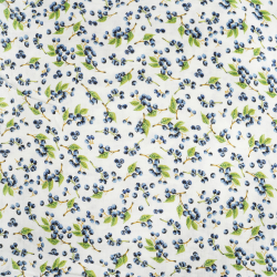 Doppel-Gaze bedruckt mit Heidelbeeren auf Zweigen