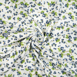 Doppel-Gaze bedruckt mit Heidelbeeren auf Zweigen