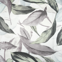 100% Baumwolle große mint-lila Blätter auf weißem Hintergrund