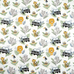 100% Baumwolle afrikanische Tiere Safari auf weißem Hintergrund