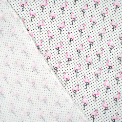 Doppel-Gaze bedruckte rosa Mini-Flamingos mit Punkten