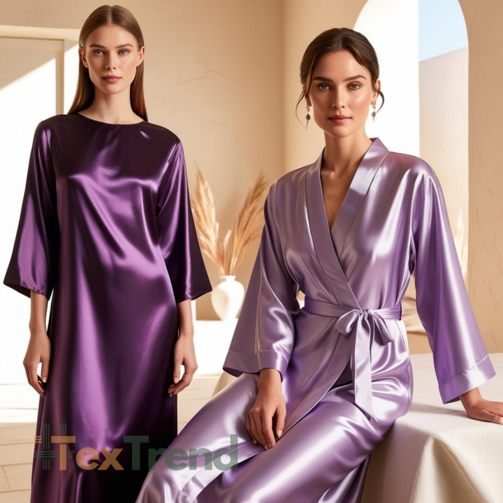 Kleidungsstoff Satin mit Lycra - dunkles Violett 77