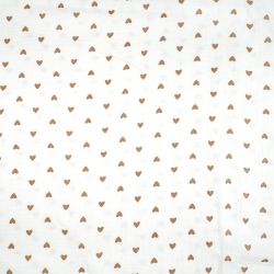 Bedruckter Double Gauze Musselin mit braunen Herzen