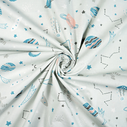 100% Baumwolle Kosmos Türkis-Pfirsich