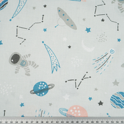 100% Baumwolle Kosmos Türkis-Pfirsich