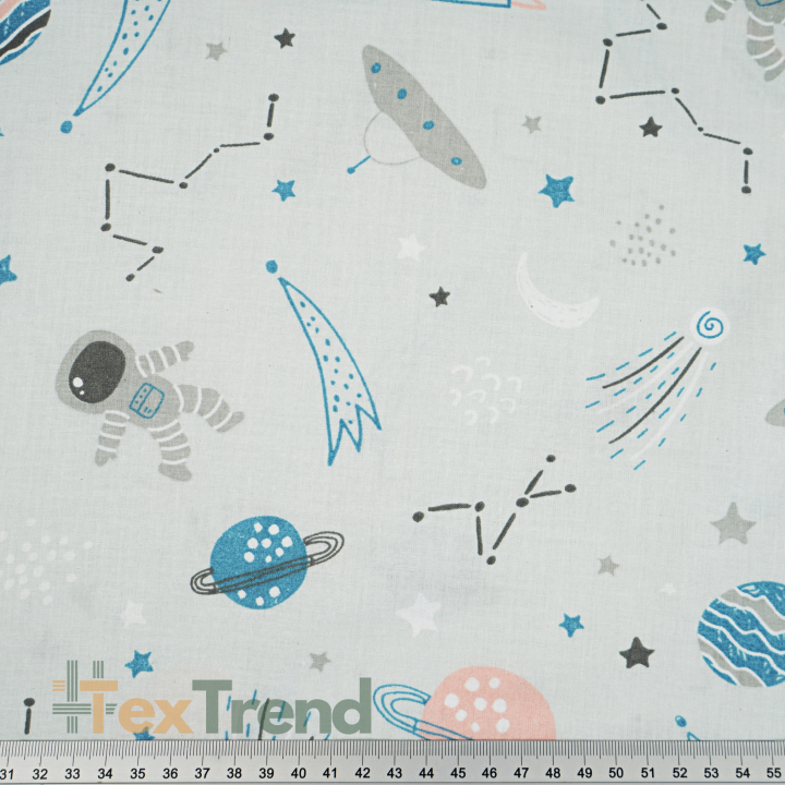 100% Baumwolle Kosmos Türkis-Pfirsich