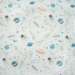 100% Baumwolle Kosmos Türkis-Pfirsich