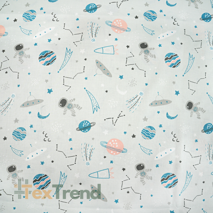 100% Baumwolle Kosmos Türkis-Pfirsich