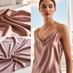 Armani Satin Stoff / Kunstseide - hell schmutzig rosa 19