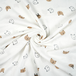 Doppel-Gaze mit gedruckten Bärenkopf-Konturen