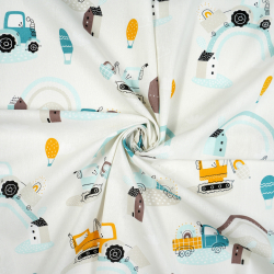 100% Baumwolle Bagger mit mint-gelben Regenbogen auf hellgrauem Hintergrund