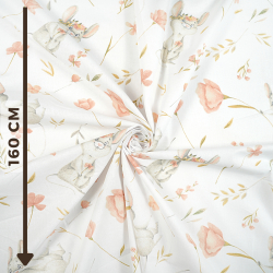 100% Baumwolle Feldmäuse mit Blumen auf weißem Hintergrund