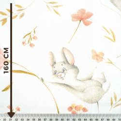 100% Baumwolle Feldmäuse mit Blumen auf weißem Hintergrund