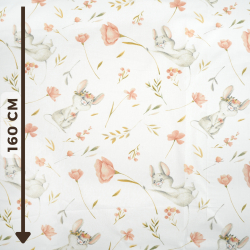 100% Baumwolle Feldmäuse mit Blumen auf weißem Hintergrund