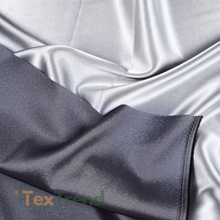 Zweifarbige Bekleidungsstoff Satin / Taft - Silber mit lila Reflexen 56