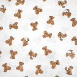 Musselin Double Gauze mit Bären in Windeln
