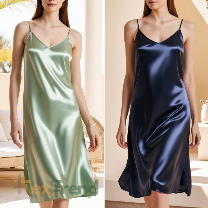 Kleidungsstoff Satin mit Lycra - Dunkelblau 93