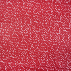 100% Baumwolle Mini Wiese mit weißen Punkten auf bordeauxfarbenem Hintergrund
