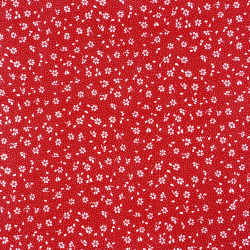 100% Baumwolle Mini Wiese mit weißen Punkten auf bordeauxfarbenem Hintergrund