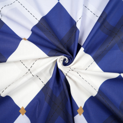 100% Baumwolle große Rauten in Saphirblau