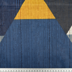 100% Baumwolle graue, blaue und senfgelbe Dreiecke