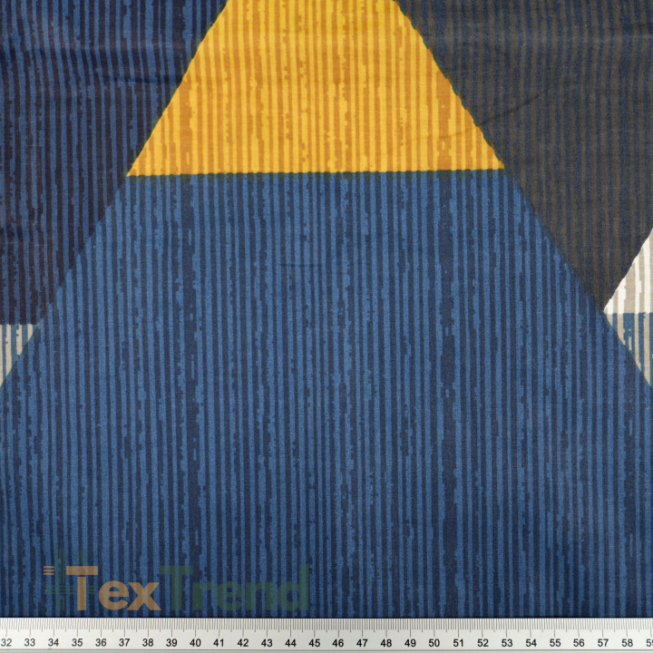 100% Baumwolle graue, blaue und senfgelbe Dreiecke
