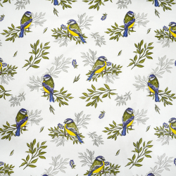 100% Baumwolle Vögel mit Zweigen auf weißem Hintergrund