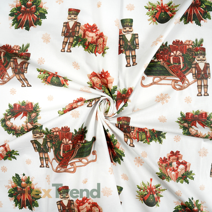 100% Baumwolle Weihnachtsmuster Nussknacker mit Geschenken