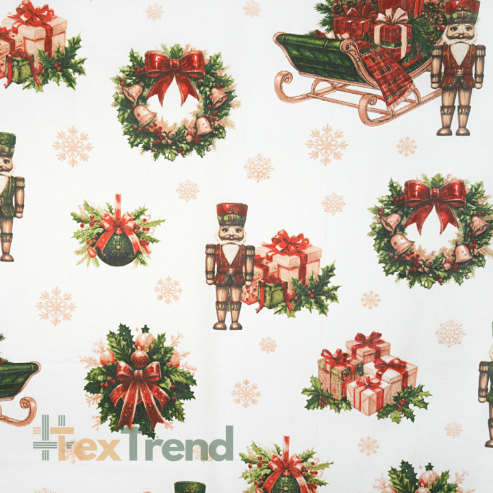 100% Baumwolle Weihnachtsmuster Nussknacker mit Geschenken