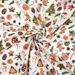 100% Baumwolle Weihnachtsplätzchen, Tannenbäume und Christbaumkugeln