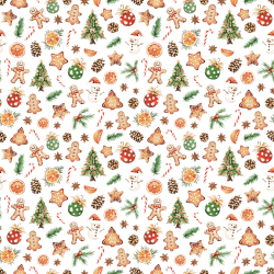 100% Baumwolle Weihnachtsplätzchen, Tannenbäume und Christbaumkugeln