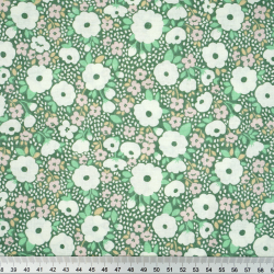 100% Baumwolle bunte Wiese auf grünem Hintergrund - 220 cm