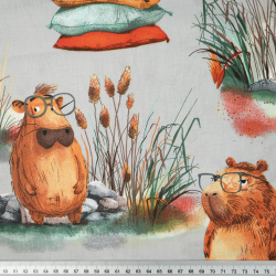 100% Baumwolle Capybara auf grauem Hintergrund