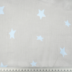 100% Baumwolle blaue Sterne auf grauem Hintergrund