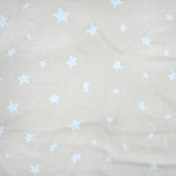 100% Baumwolle blaue Sterne auf grauem Hintergrund