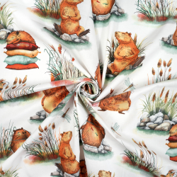 100% Baumwolle Capybara auf weißem Hintergrund